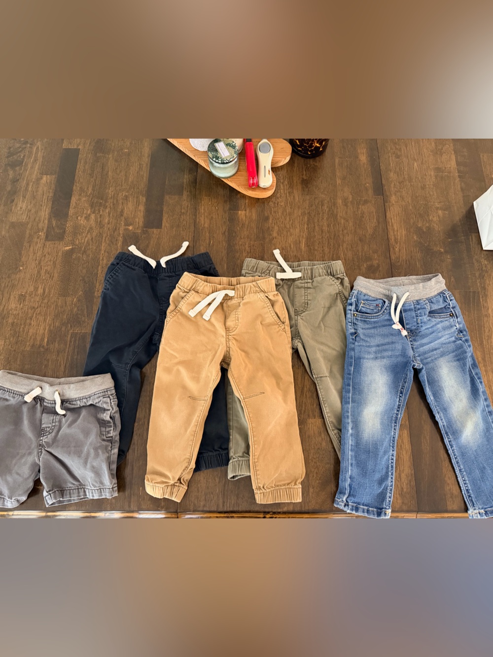 Cat & Jack Kids Jogger Pants Bundle - Tan, Navy, Olive, Gray, Blue
